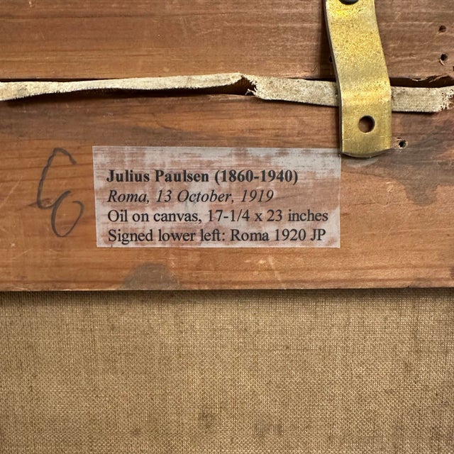 Framed Oil in Canvas Painting “Roma 1920” by Julius Paulsen For Sale - Image 11 of 12