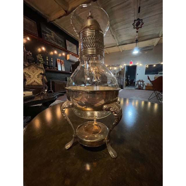Vintage Ornate Silverplate & Glass Coffee Carafe With Warming Stand – 13.5” For Sale In San Antonio - Image 6 of 6