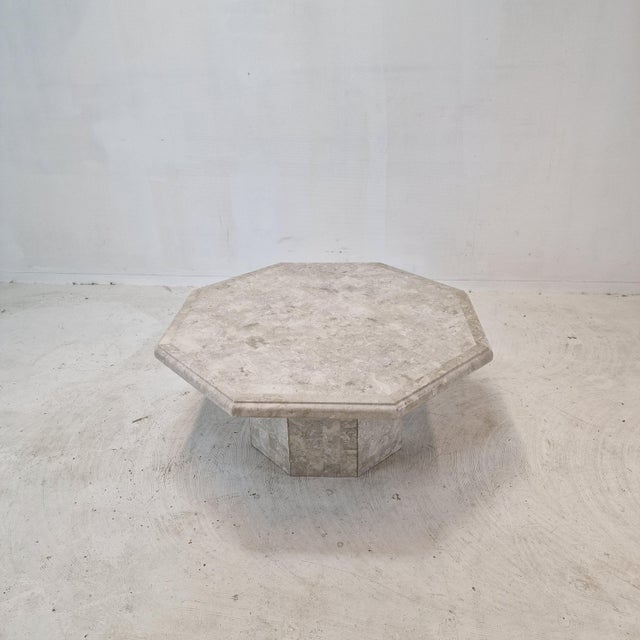 Mactan Octagon Stone or Fossil Stone Coffee Table, 1980s For Sale - Image 4 of 16