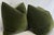 Custom pair of 22" pillows covered in Opuzen "Nevada Mohair" in color loden. These pillows have tapered corners to prevent...