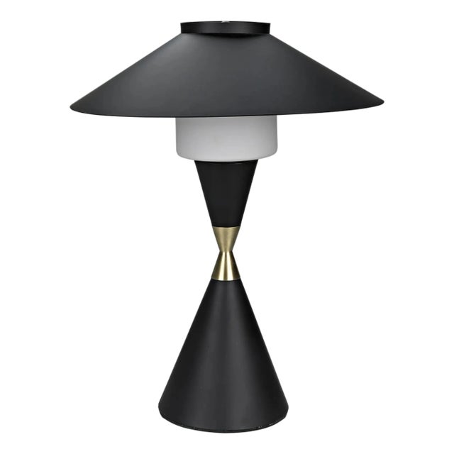 Lucia Table Lamp, Black Iron with Mb Detail For Sale