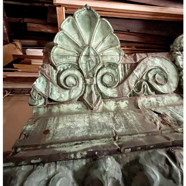 Antique Oxidized Copper Building Fragment Beaux-Arts Style Repousse For Sale - Image 9 of 12