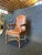 French Carved Wood and Leather Bergere Arm Chairs -Set of 3 For Sale - Image 3 of 13