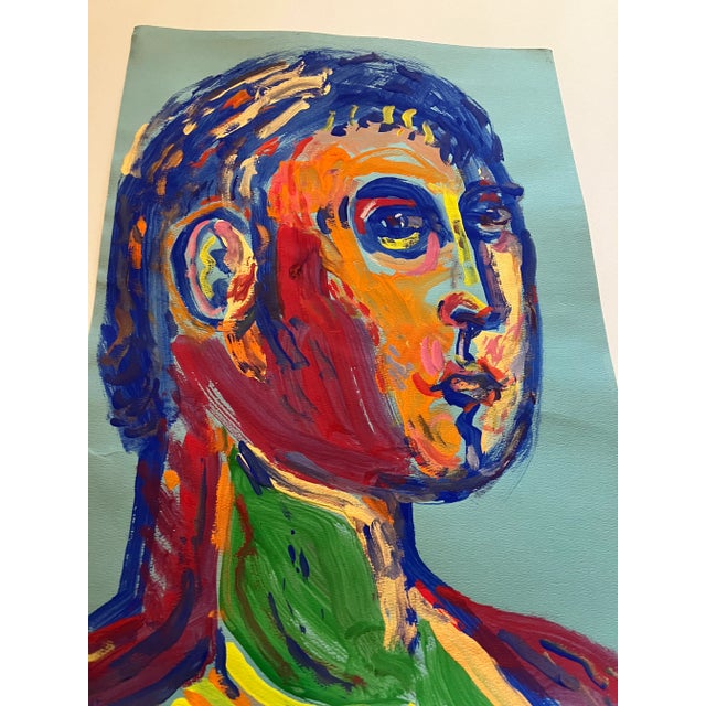 Contemporary Contemporary Original E.J.Hartmann Abstract Portrait Painting Signed For Sale - Image 3 of 4