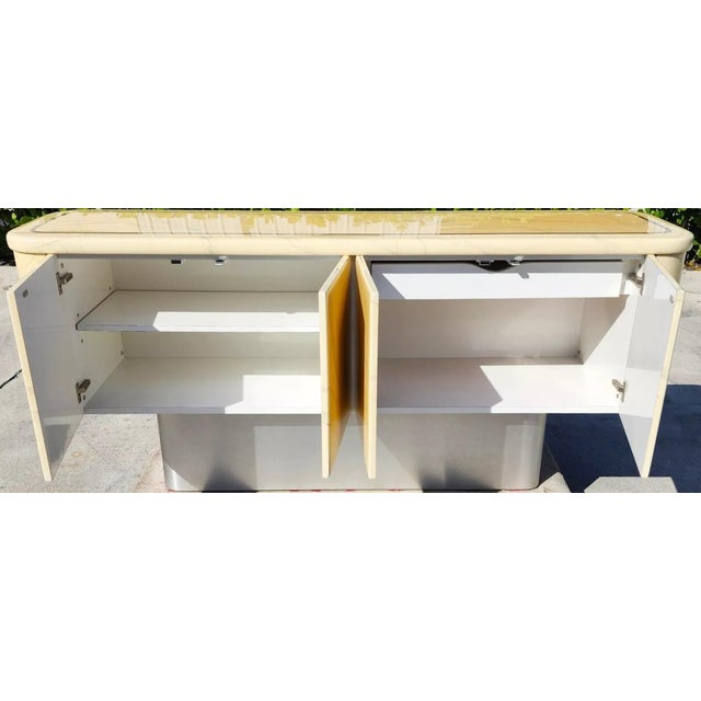 Faux Goatskin Buffet Sideboard Vintage For Sale - Image 9 of 12