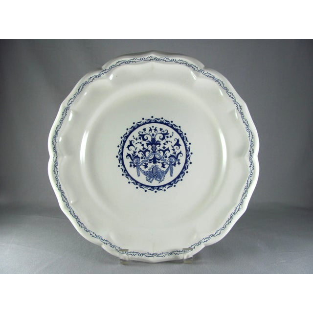 Mid 20th Century Gien France Rouen 32 Flow Blue Chinoiserie Bleu Chop Plate Round Plate Platter For Sale - Image 5 of 5