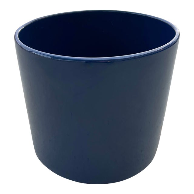 Vintage Gainey Ceramics Ac-12 Cobalt Blue Architectural Cylinder Planter California Pot Marked For Sale