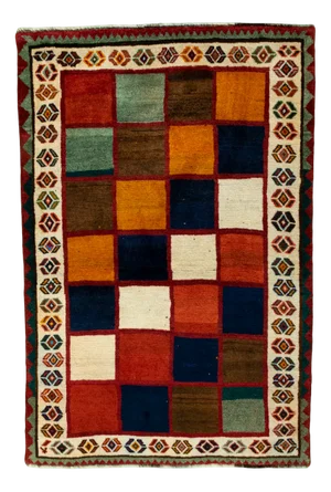 Hand-Knotted Gabbeh Rug in Wool