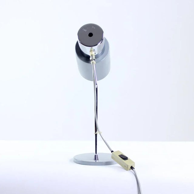 Gray Chrome and Gray Metal Table Lamp by Josef Hurka for Napako, 1960s For Sale - Image 8 of 11