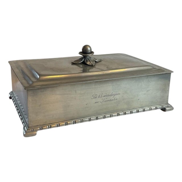 Vintage Swedish Pewter Cigar Box from GAB, 1934 For Sale