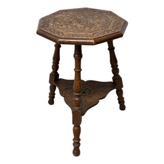 Antique English Oak Octagonal Cricket Tripod Table For Sale