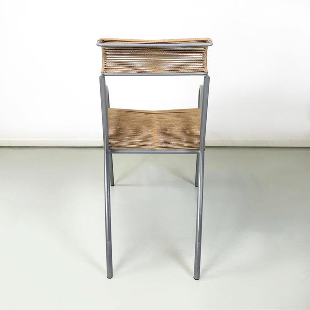 1990s Italian Modern Juliette Chair in Rope and Gray Steel attributed to Massimo Iosa-Ghini, 1990s For Sale - Image 5 of 15