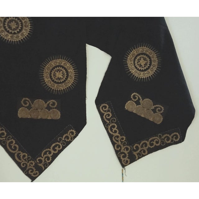 This long home spun background heavy homespun cotton fabric is appliqued with embroideries salvaged from a Dong ethnic...