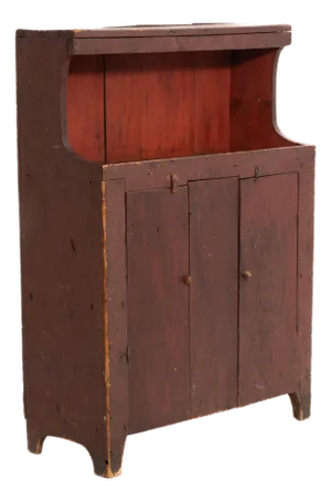 Pennsylvania Primitive Red Painted Dry Sink Cupboard 19th Century