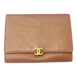 Chanel Vintage Brown Caviar Tri-Fold Wallet