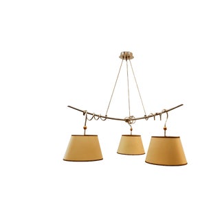 Metal and Parchment Suspension Light For Sale