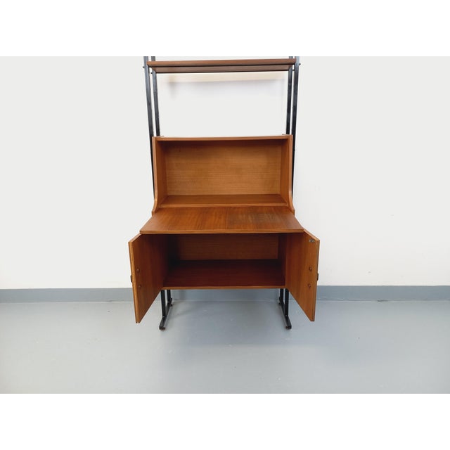 Vintage Modular Secretary Desk Bookcase in Teak and Metal, 1970s For Sale - Image 14 of 18