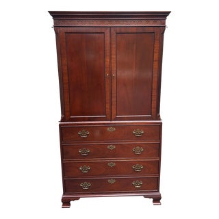 1980s Vintage Baker Furniture Chippendale Wardrobe For Sale