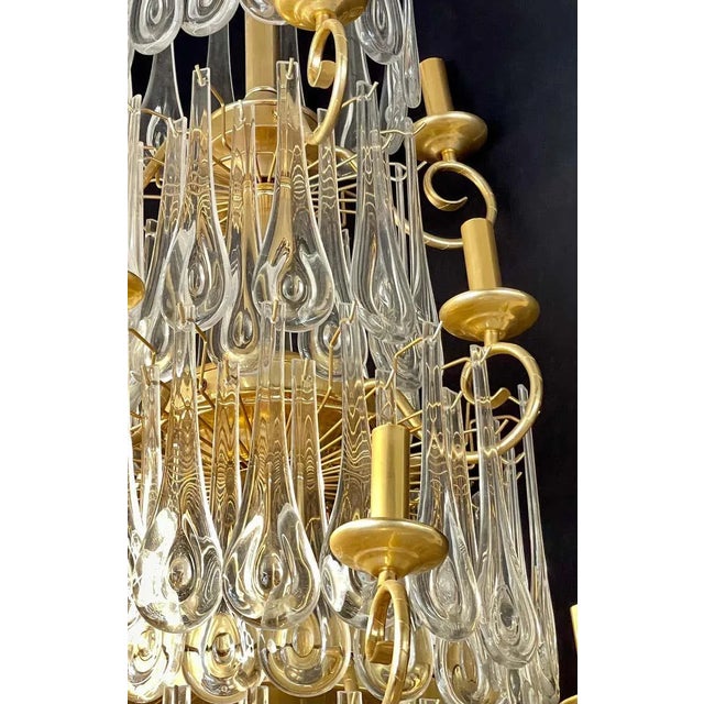 Metal Hollywood Regency Gilt Bronze and Crystal Chandelier For Sale - Image 7 of 13