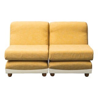 Yellow Fabric and Plastic Armchairs, 1970s, Set of 2 For Sale