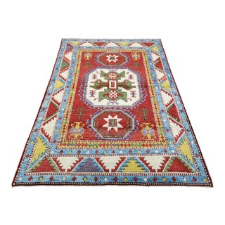 1980s Vintage Colorful Azerbaijan Hand-Knotted Lori - Kazak Model Rug For Sale