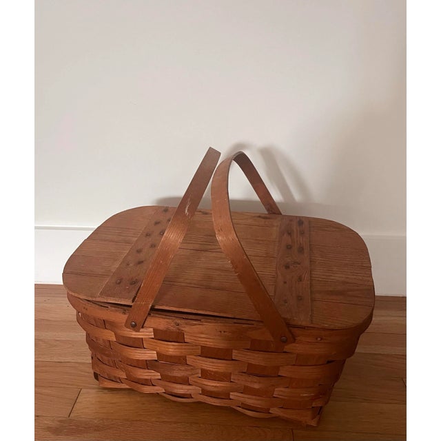 Farmhouse Vintage Basketville Picnic Basket Made in Putney Vermont For Sale - Image 3 of 12