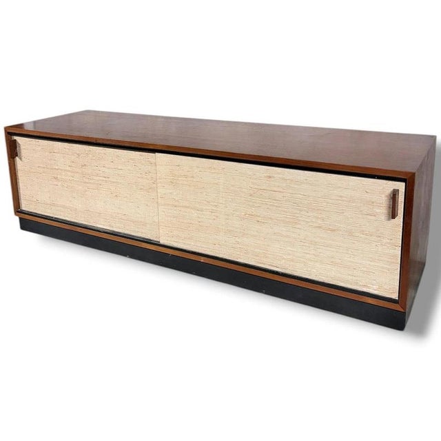 Wood Mid-Century Teak Sideboard with Seagrass Doors from Florence Knoll For Sale - Image 7 of 11
