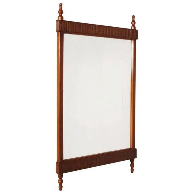 Italian Art Deco Wall Mirror in Carved Walnut For Sale - Image 4 of 4