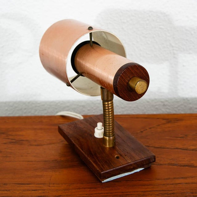 Mid Century Modern Wall Sconce Lamp Lighting Rosewood Copper Denmark MCM For Sale In Sacramento - Image 6 of 10