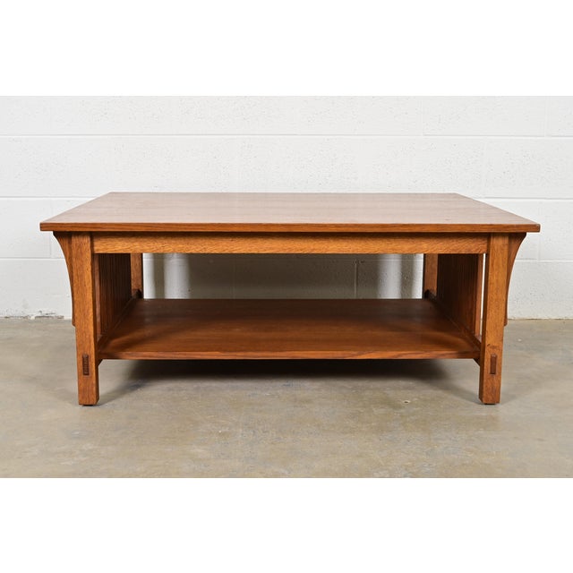 Mission Stickley Mission Oak Arts & Crafts Spindle Coffee Table For Sale - Image 3 of 12