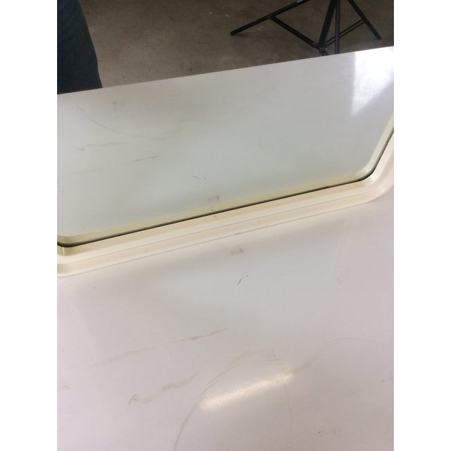 Mid Century Space Age Style Lowboy Dresser With Mounted Mirror & Yellow Drawer Faces For Sale - Image 13 of 18