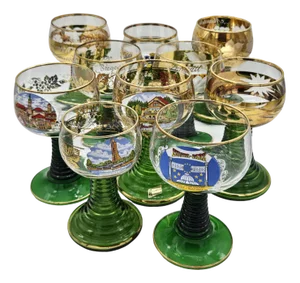 Large Decorated and Colored Glass Glasses, Germany, 1960s, Set of 10