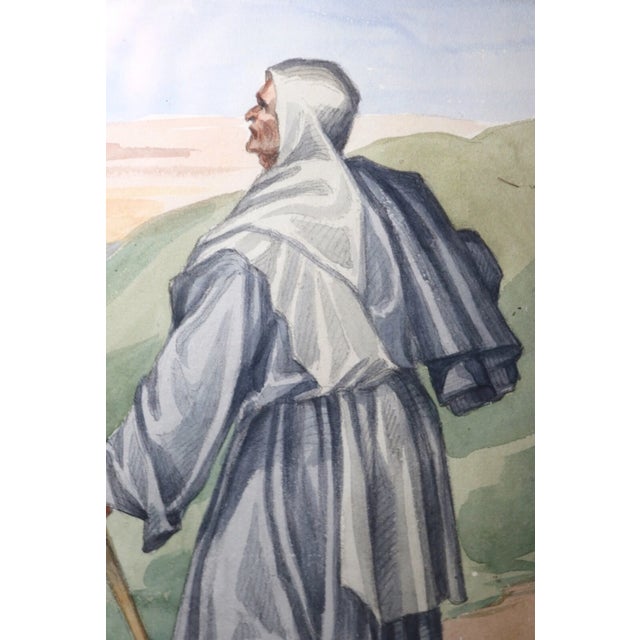 1930s Original Painted Florence Italian Watercolor Painting Andrea De Sarto For Sale - Image 9 of 12