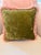 Contemporary Anke Drechsel Olive Green Silk Velvet Pillow With Blush Fringe Trim For Sale - Image 3 of 8