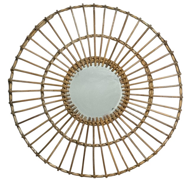 Large Rattan Mirror, France, 1960s For Sale - Image 6 of 6