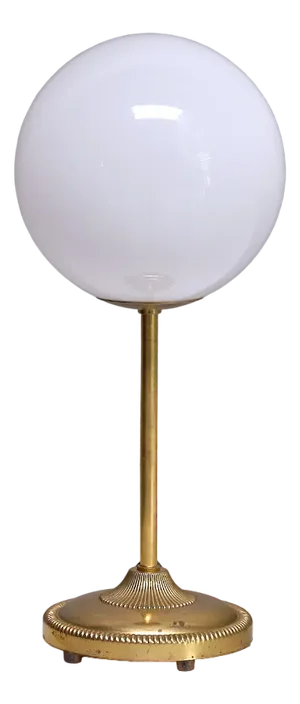 Leco Brass Table Lamp with White Opal Glass Globe, Sweden, 1960s