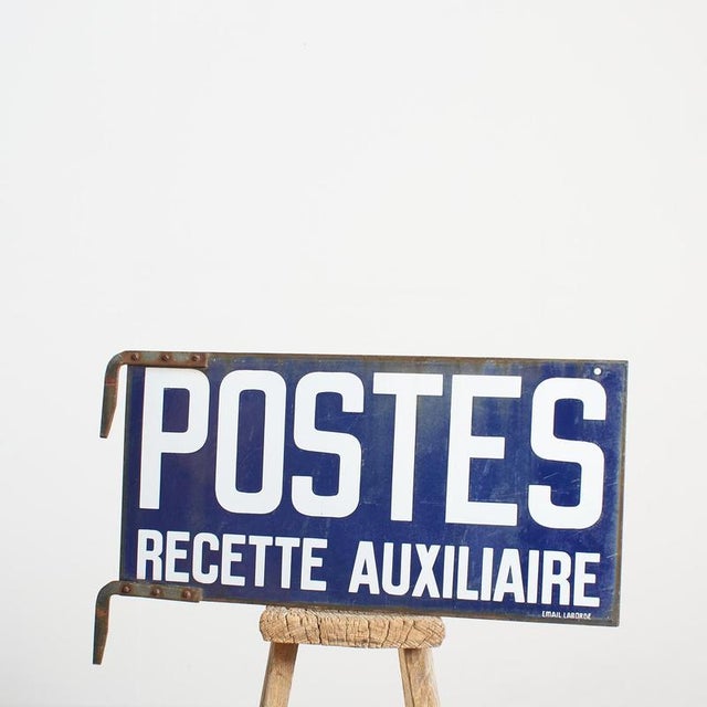 Antique French Enamel Post Office Metal Sign, 1950s For Sale - Image 3 of 9