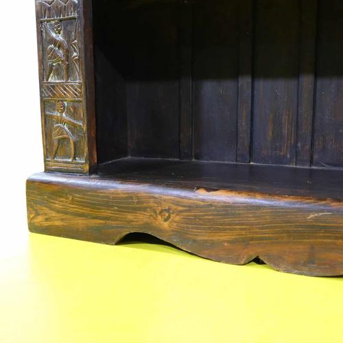 Carved Wooden Bookcase with Floral Motifs and Stylized Figures For Sale - Image 6 of 10
