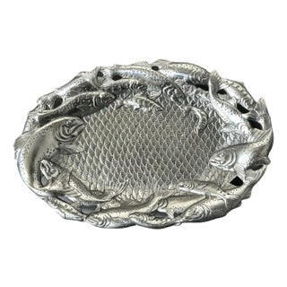 Arthur Court 1993 Aluminum Trout Serving Oval Tray For Sale