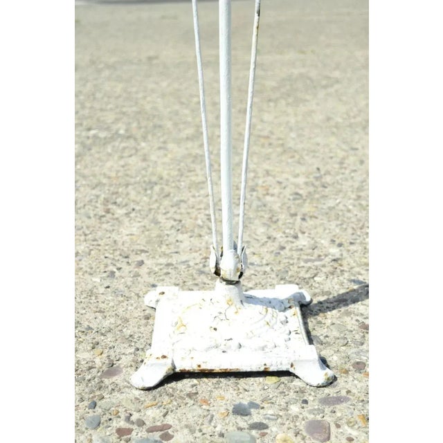 Antique French Art Deco Art Nouveau White Painted Wrought Iron Birdcage Stand. Circa Early 20th Century. Measurements:...