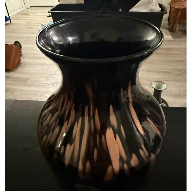 1980s Rare Vintage Vase Murano Italy by Maestri Vetrai Azzurra 15in New For Sale - Image 5 of 12
