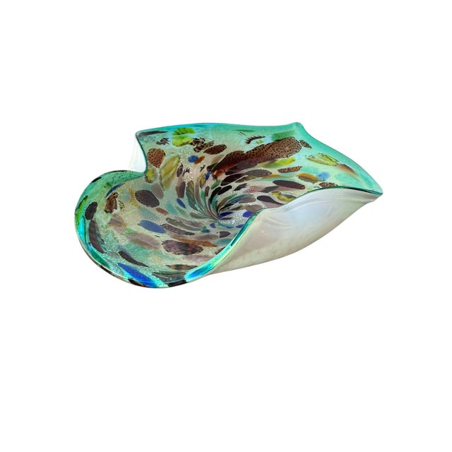 ✨ Vintage Murano Sommerso Aventurine Art Glass Decorative Dish — Turquoise, Multicolor, Hand‑Blown Italian Glass Bring a...