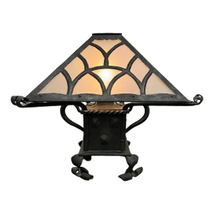 Late 19th/Early 20th Century American Arts and Crafts Wrought Iron Lamp