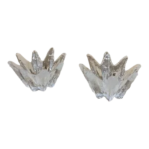1970s Dansk Star Shaped Glass Votive Candle Holder Pair