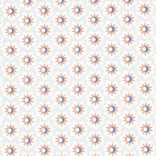 Schumacher Lucie Wallpaper In Clay & Blue For Sale