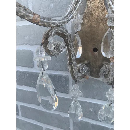 Louis XIV Style Dennis and Leen Lead Crystal Gold Beaded Sconces - Pair For Sale - Image 9 of 11