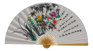 Chinese Handmade Fan Shape Flower Theme Paper Painting
