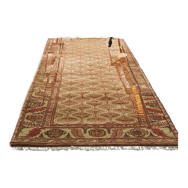 3x12 Giselle Zinnia Brown Floral Traditional Hand Knotted Wool Carpet Rug For Sale