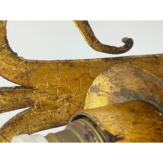 French Gilt Iron Sconces, 20th Century, Set of 2 For Sale - Image 13 of 15