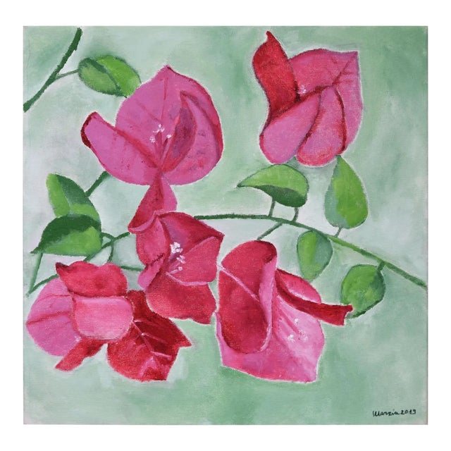Bouganvillea - Original Oil on Canvas by Marzia Trinca - 2019 2019 For Sale